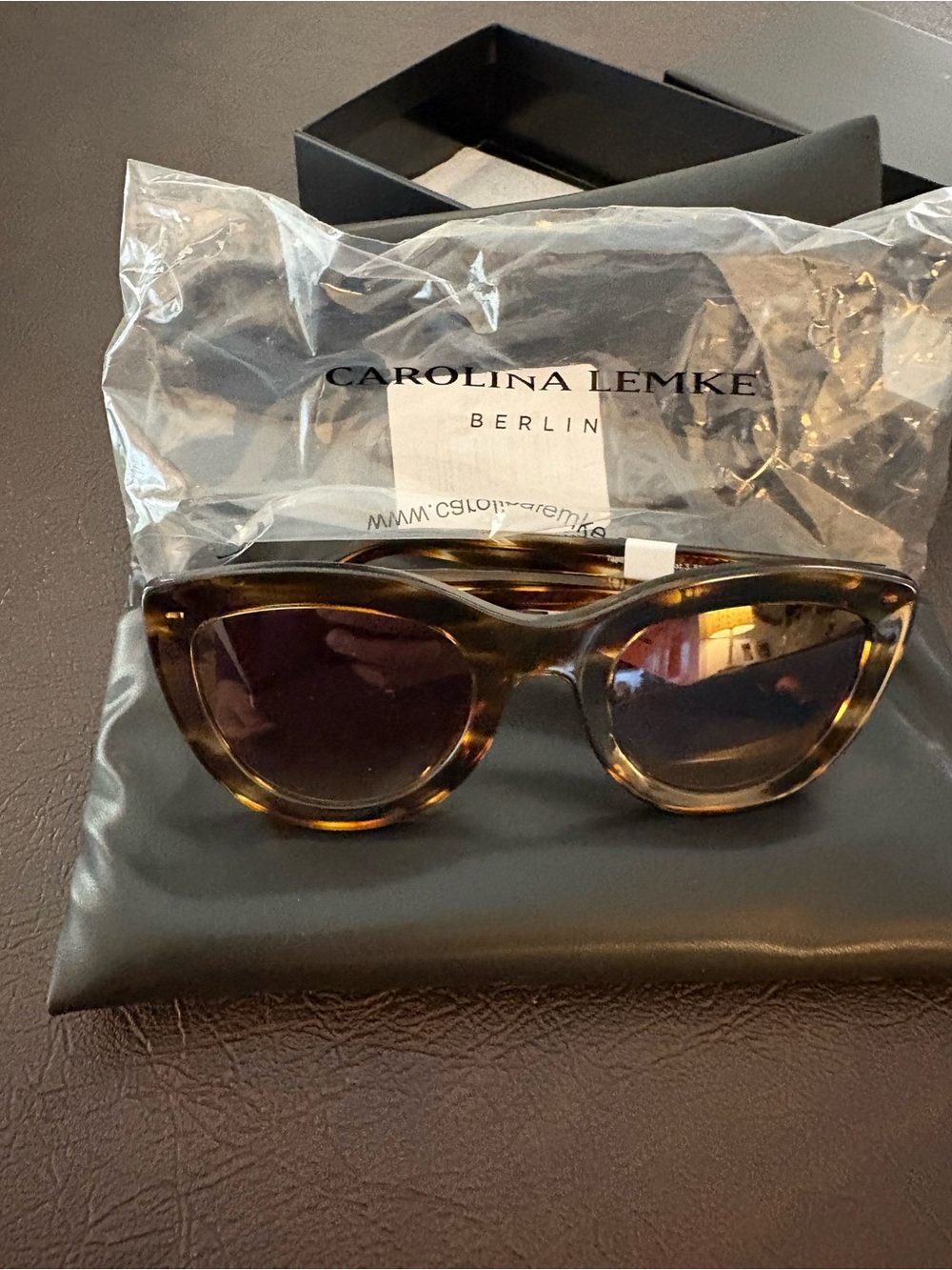 Carolina Lemke Women's Tortoiseshell Sunglasses - Brown Lenses NWT!!